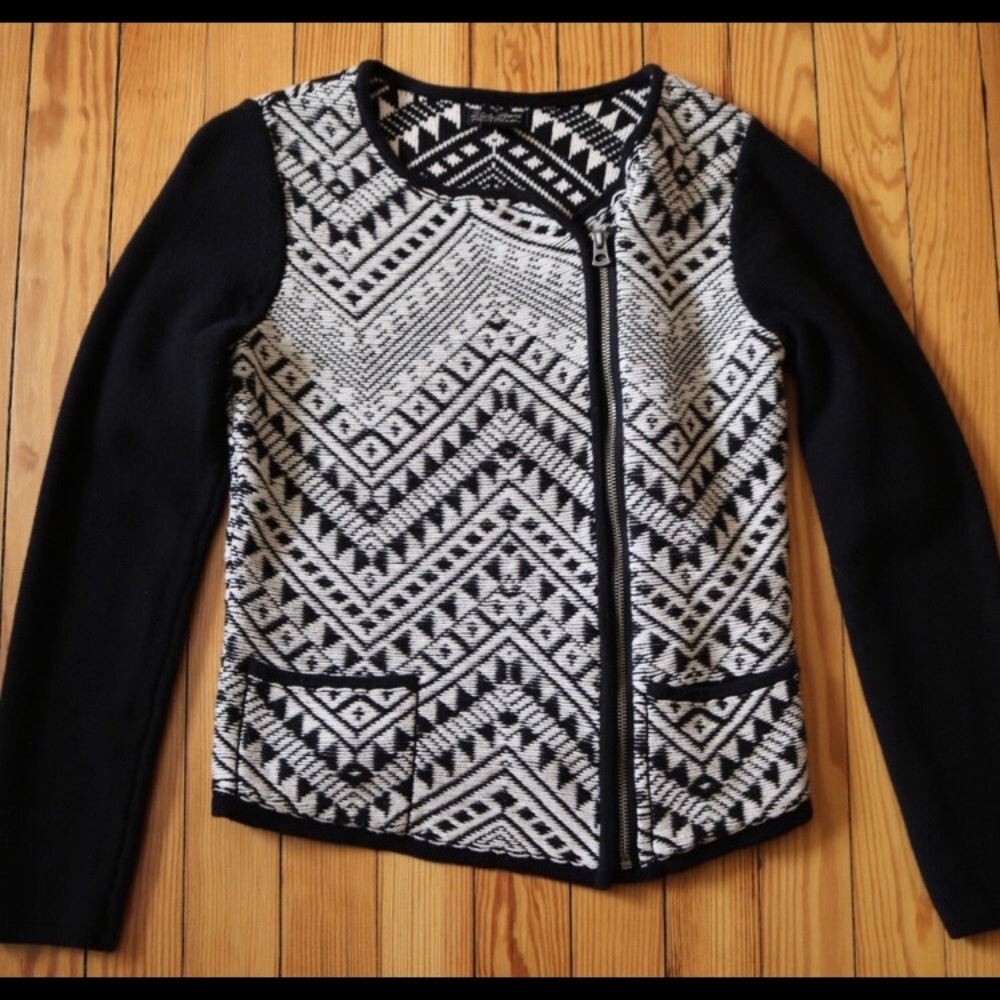 Lucky Brand Aztec Moto Sweater Jacket